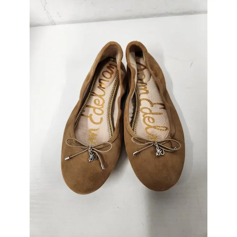 Sam Edelman Women's Suede Felicia Ballet Flats, Size 6.5M, Tan Color. Bow Accent - Picture 2 of 10